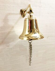 Deluxe Brass Ship Bell W Rope Lanyard Nautical Maritime Wall Boat Decor