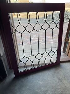 Sg 3951 Antique Leaded Glass Cabinet Door Or Window 30 X 36