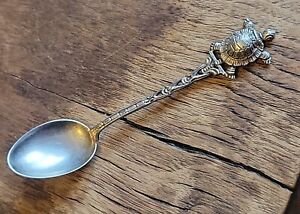Vintage Sterling Silver Sea Turtle Figural Handled Demitasse Spoon