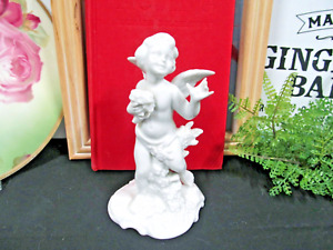 Antique Dresden Cherub Angel In White Putti Fine Porcelain Figurine