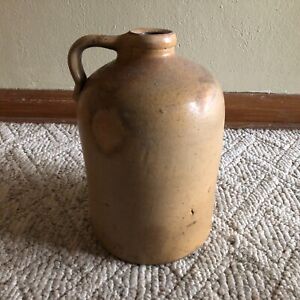 Primitive Salt Glaze Moonshine Jug Pottery Stoneware Whiskey Crude Vtg Antique