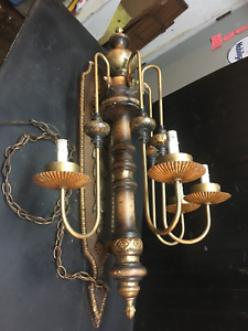 Vintage Large Mid Century 35in Wall Sconce Light Fixture 4 Lights Tested Works