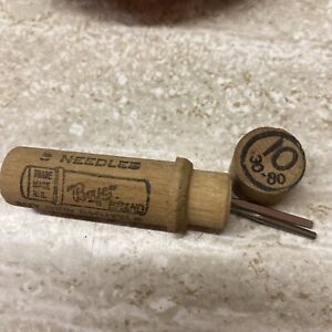 Antique Boye Sewing Machine Needles Wooden Tube No 10 30 80