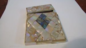 Antique Victorian Mother Of Pearl Abalone Calling Card Case