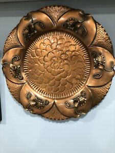Large Round Copper Wall Hanging With Calla Lillies 18 Diameter