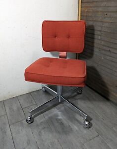 Vintage Shaw Walker Mid Century Modern Chrome Rolling Swivel Office Desk Chair
