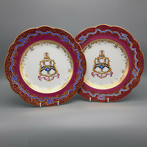 Pair Of 19th C Ridgway Porcelain Armorial Plates Westhead 1