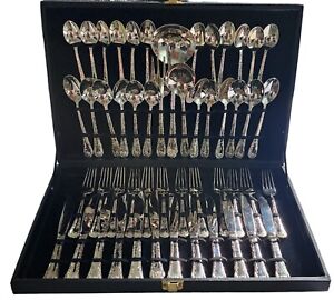 Wm Rogers Silver Plate 51 Pc Flatware Set With Case Setting For 12