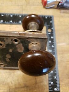 Branford Antique Vintage Black Door Knob Mortise Lock Set