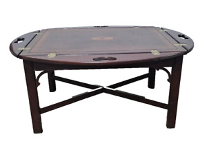 Hekman Butler Table Mahogany Coffee Table W Sunburst Inlay In The Federal Style