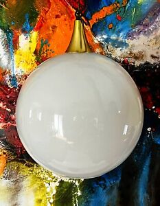 Mcm Modernist Milk Glass Open Globe Ball Pendant Light Hanging Ceiling Swag Lamp