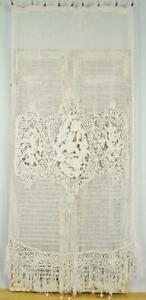 Fabulous Antique French Long Richelieu Filet Lace Tasseled Curtain Drape