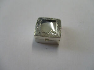 Sterling Silver Pill Box Square Shape Small Engraved On Top Solid 925 Silver