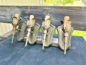 Matching Set Of 4 Antique Ornate Single Candle Wall Sconces