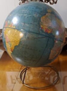 Vintage Crams Imperial 12 World Globe Made In Usa 1968 Metal Base 