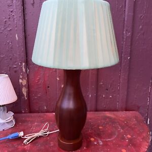 Vintage Mid Century Modern Solid Wood Single Piece Hand Turned Table Lamp