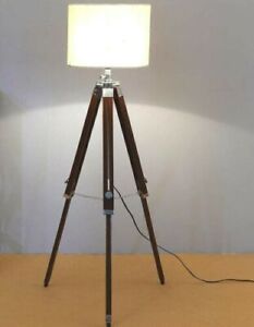 Nautical Vintage Modern Standing Floor Wooden Tripod Lamp