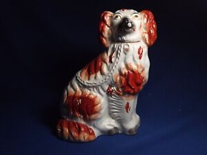 Old Staffordshire10 H King Charles Spaniel Mantle Dog Mussel Fleck Paint Wear