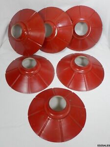 6 Vintage Pendant Light Reflector Shades Red White Metal Lamp Shades