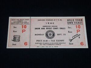 Drum And Bugle Corps Finals Full Ticket September 23 1940 Vintage Antique Rare 