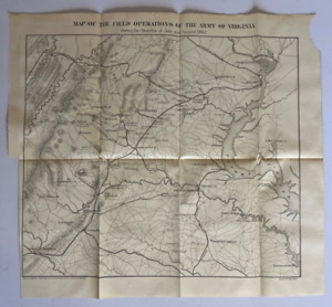 Antique Civil War Map Washington Alexandria Army Of Virginia 1862 Campaigns 1866