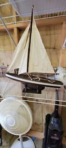 Huge Vintage 30 Wooden Sailboat Model Pond Yacht Hull