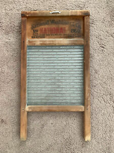 Vintage National Washboard Wood Glass No 860 Top Notch Made In Usa