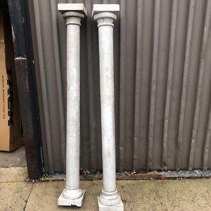 Vintage Wooden Round Porch Post Column Solid Capital Plinths 66 X 5 Diameter