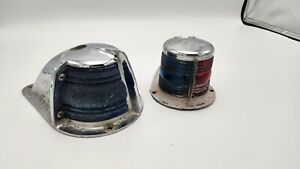 Lot Of 2 Vintage Red Blue Boat Marine Lights Disalle Seiss 555 Perko Perkins