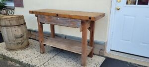 Vintage Solid Wood Work Bench