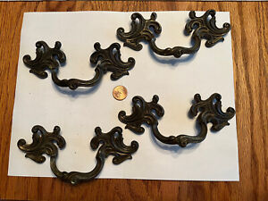 Lot Of 4 Antique Ornate Brass Victorian Drawer Handles