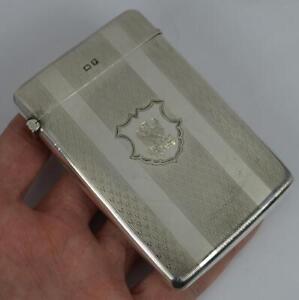 1939 English Silver Engine Turned Calling Card Case