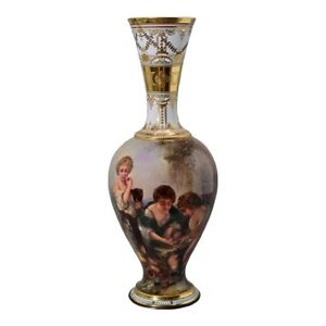 Royal Vienna Antique Original Vintage Signed Bronze Dice Throwers Porcelain Vase