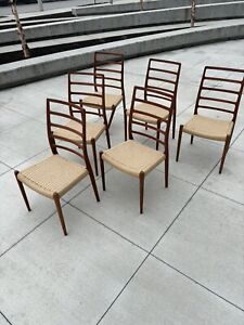 6 Vtg Niels Jl Moller Danish Teak Dining Chairs Model 82
