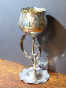 800 Silver German Art Nouveau Flower Form Vase