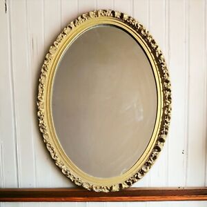 Vintage Gold Gilt Wall Mirror Oval Victorian Baroque Florentine Gesso