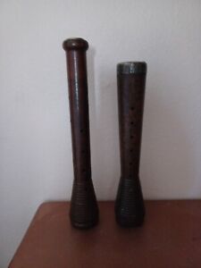 Wood Textile Mill Spindle Spool Bobbin Textile Beehive Industrial Set Of 2 Farm