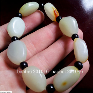China S Exit Hetian Jade Raw Stone Polished Elastic Bracelet