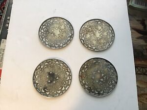 Webster Sterling Silver Foliate Scroll Glass Coasters Lot Of 4 No Monogram