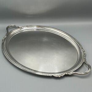 Large Antique Silver Plated Serving Tray With Handles English Quality Atkin Bros