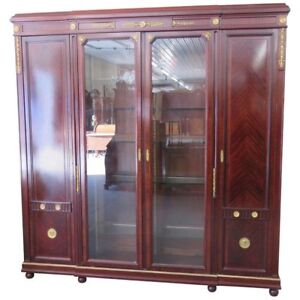 Rare French Louis Xvi Rosewood Bronze Mounted China Cabinet Vitrine Armoire