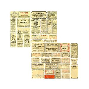 42 Vintage Apothecary Sticker Labels Halloween Medicine Cabinet 2 Sheets E15