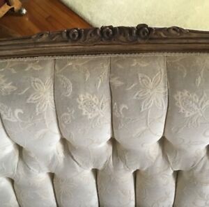 Antique French Provincial Ivory Brocade Sofa And Chair Will Separate