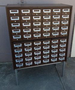 Vintage 60 Drawer Library Card Catalog Cabinet Mid Century Modern Mcm W Stand