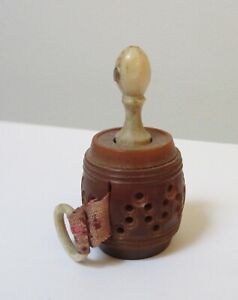 Antique Tape Measure Pierced Tagua Nut Rare Stanhope Chicago 1893