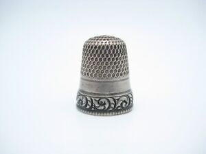 Stern Bros Antique Sterling Silver Sewing Thimble Swirl Wave Pattern Size 10