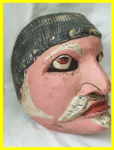 Chinese Hand Carved Wooden Opera Mask Circa 1900 Stunning Display Piece