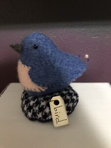 Primitive Pincushion Handmade Blue Bird 17
