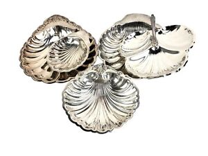Vintage Silver Plate Platters Trays Seashell Shell Oneida Rogers Set Of 5 