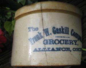 Vintage Rare Crock Piece The Frank W Gaskill Company Grocery Alliance Ohio